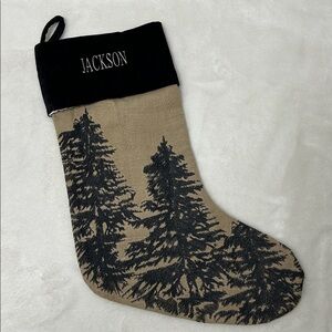 Pottery Barn burlap black tree stocking